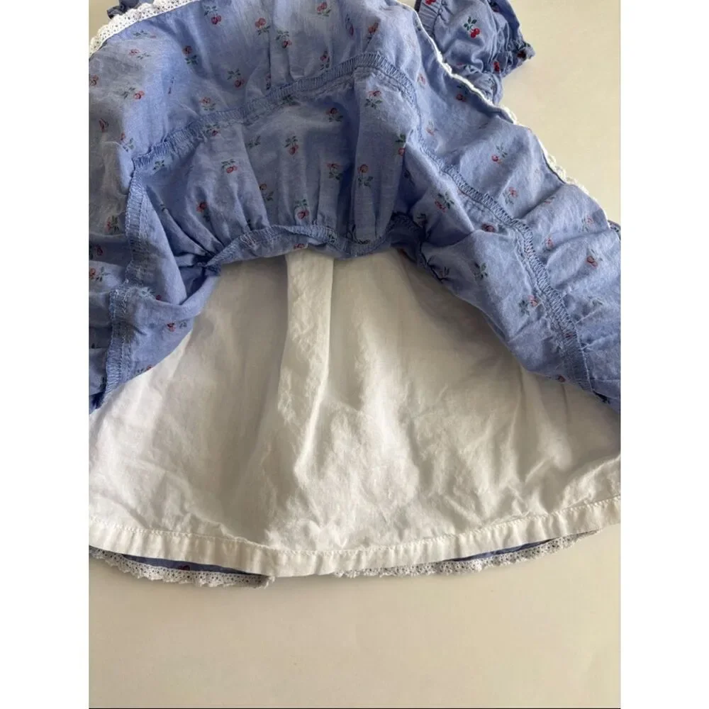 Janie and Jack The Abigail Cherry Smocked Baby Dress Size 3-6 Months